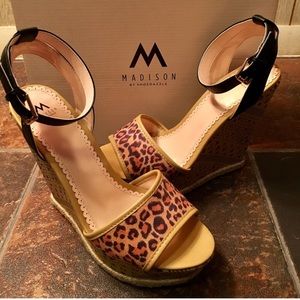 Madison by Shoe Dazzle Lizina Leopard Wedge Sandal
